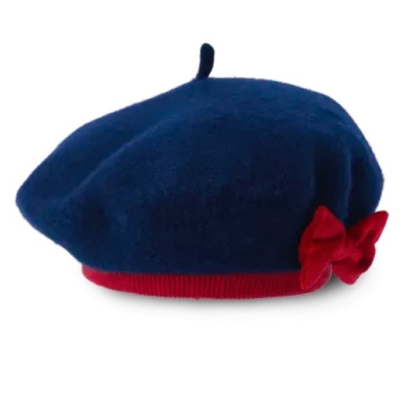 Gymboree Girls Chic Parisian Navy Blue & Red Bow Beret Hat Size 2T 3T NWT - Picture 1 of 6